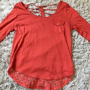 Orange Caged Back Blouse